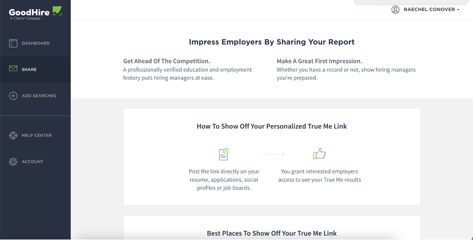 goodhire send to employer screenshot