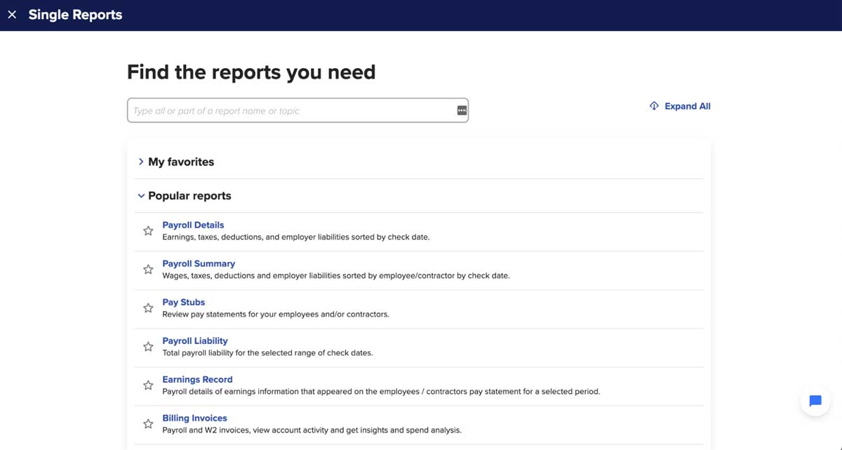 adp creating reports screenshot