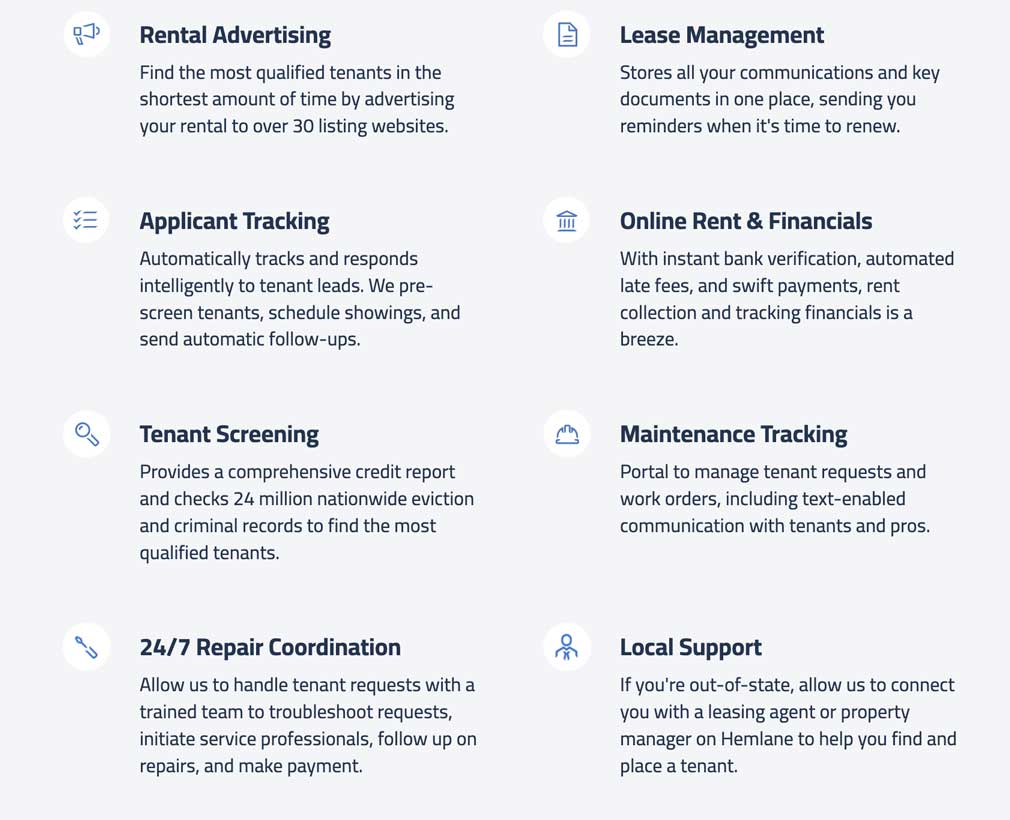 hemlane's features screenshot