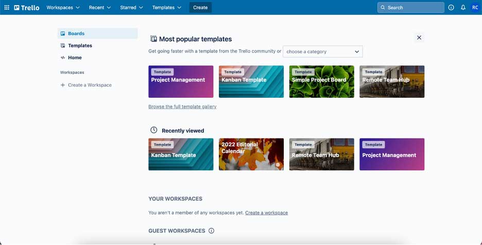 trello login screenshot