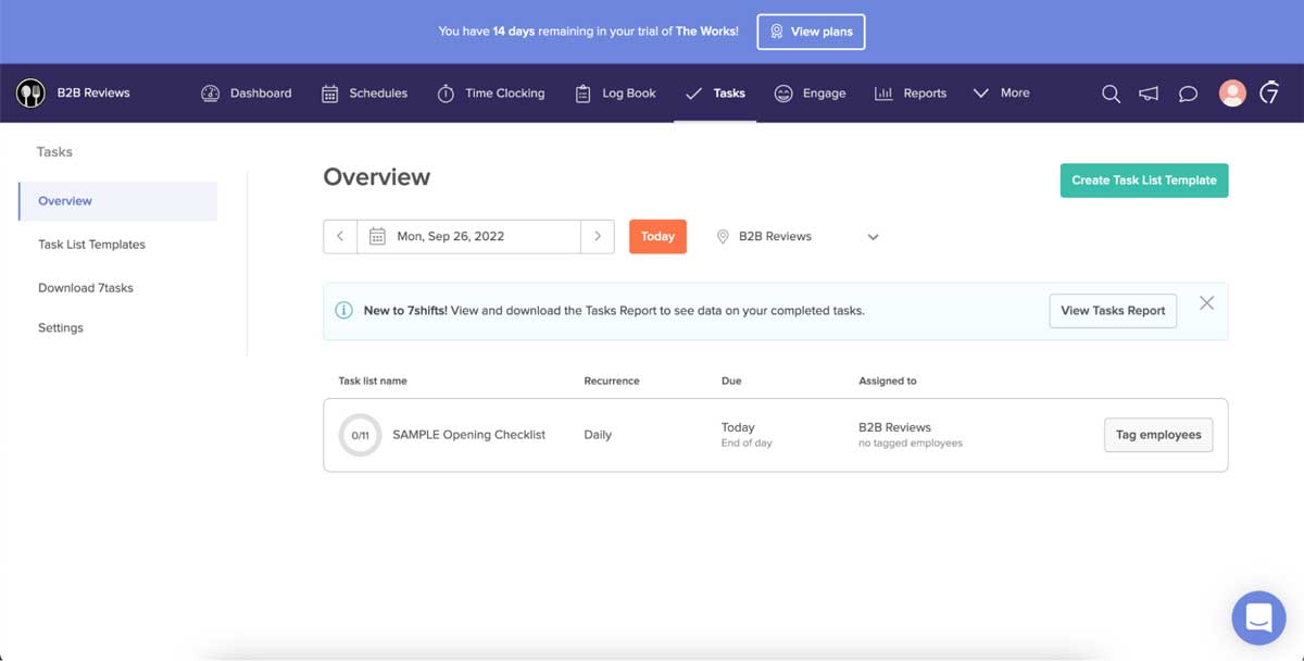 7shifts task management feature screenshot