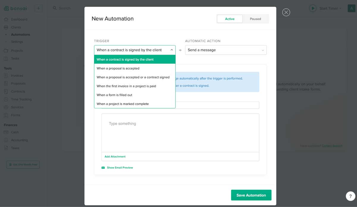 bonsai automation creation tool screenshot