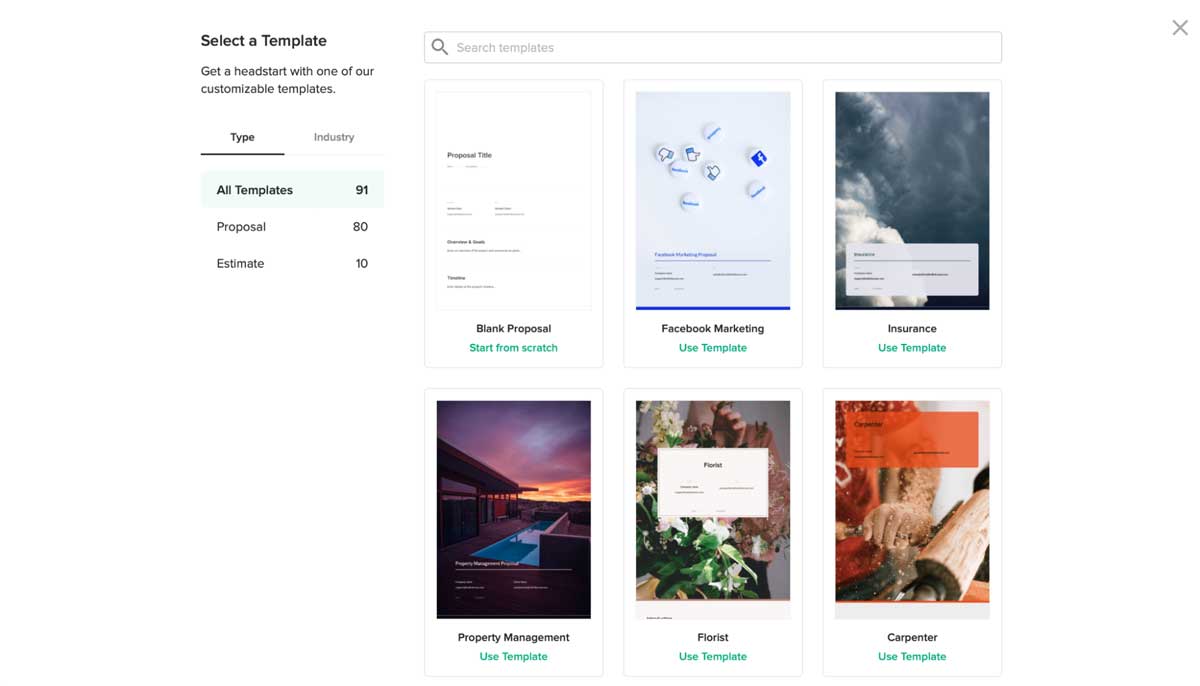 bonsai proposal templates screenshot