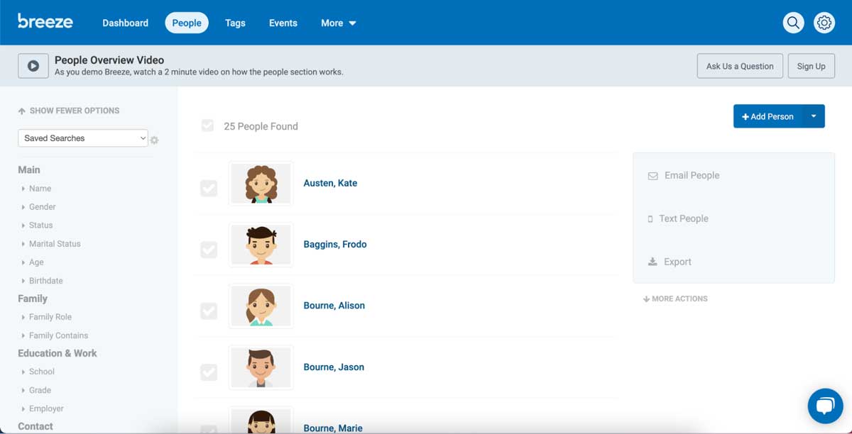 breeze member management screenshot