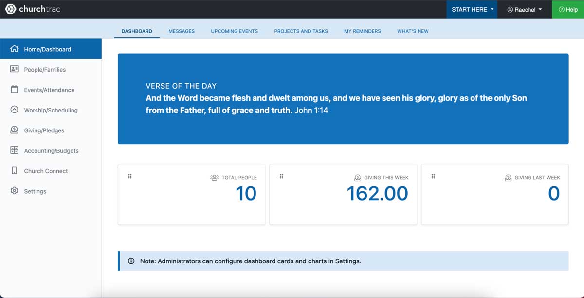 churchtrac admin dashboard screenshot
