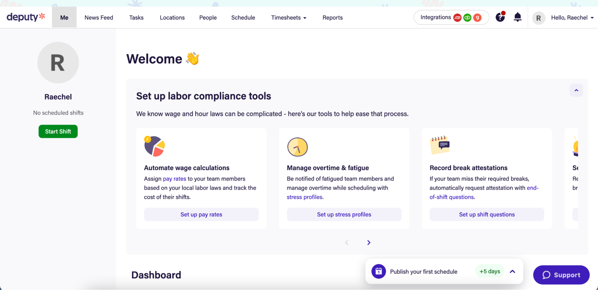 deputy employee dashboard screenshot