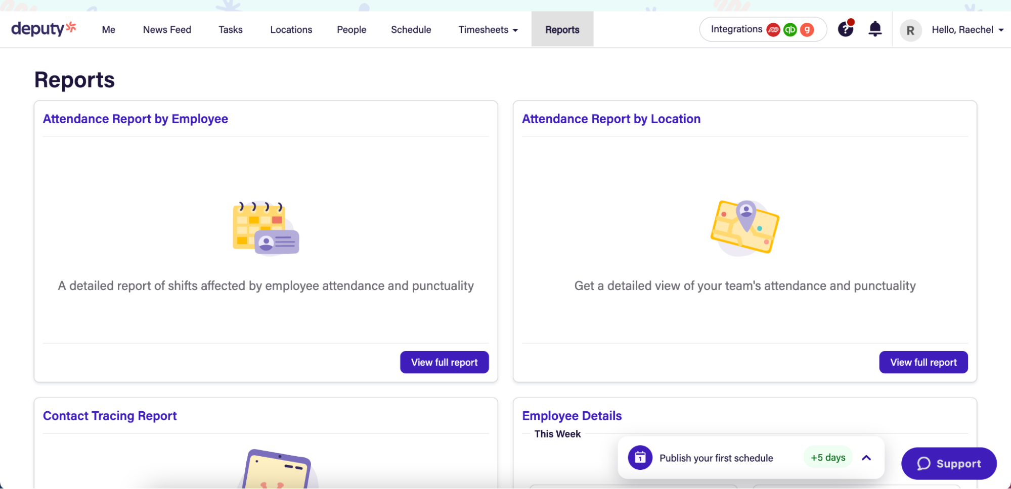 deputy reporting options screenshot