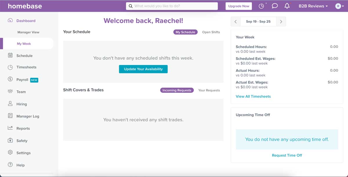 homebase employee dashboard screenshot