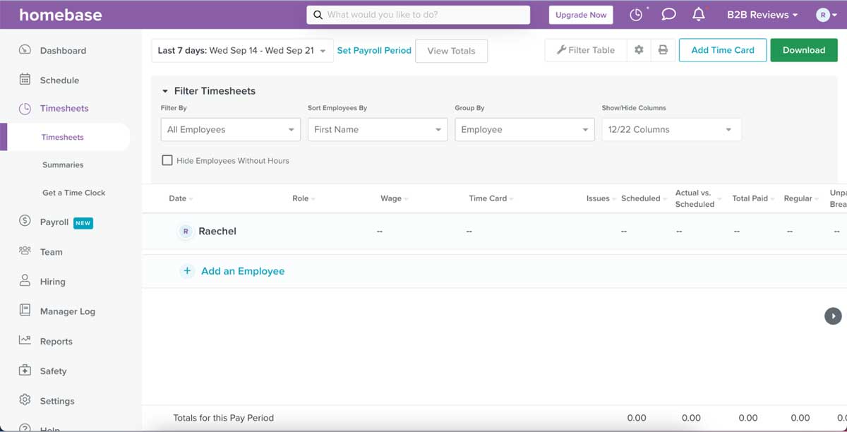 homebase time clock screenshot