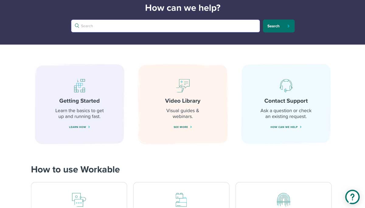 workable help center screenshot