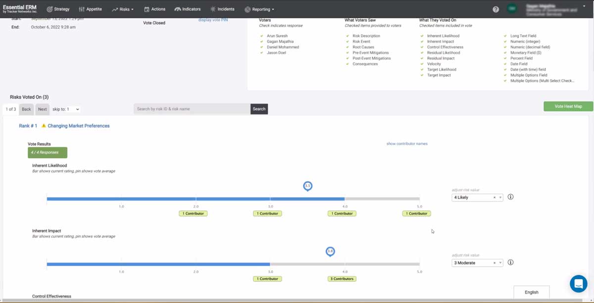essential erm risk voting feature screenshot
