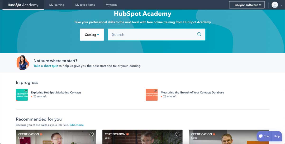 hubspot crm HubSpot Academy screenshot