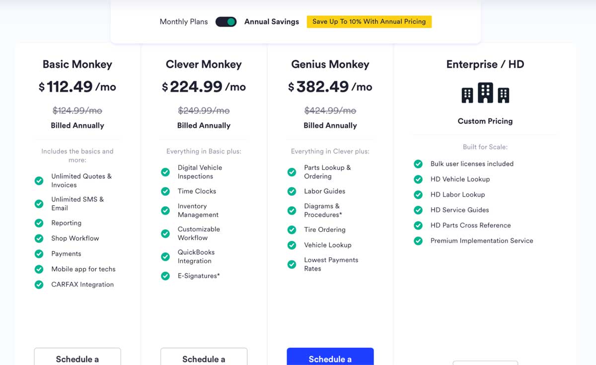 shopmonkey pricing page screenshot