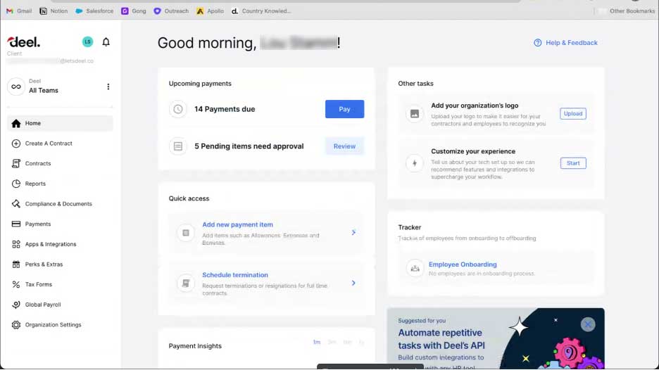 deel login dashboard screenshot