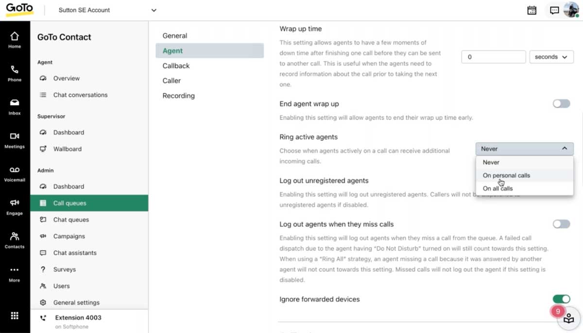 goto connect admin call preferences screenshot