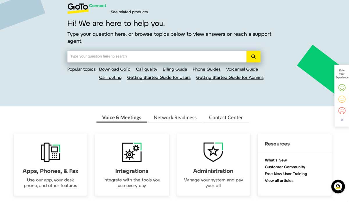 goto connect help center screenshot