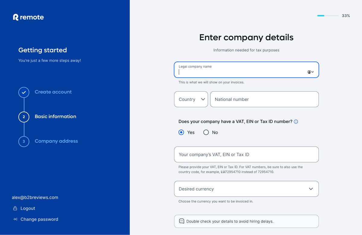 remote sign-up flow screenshot