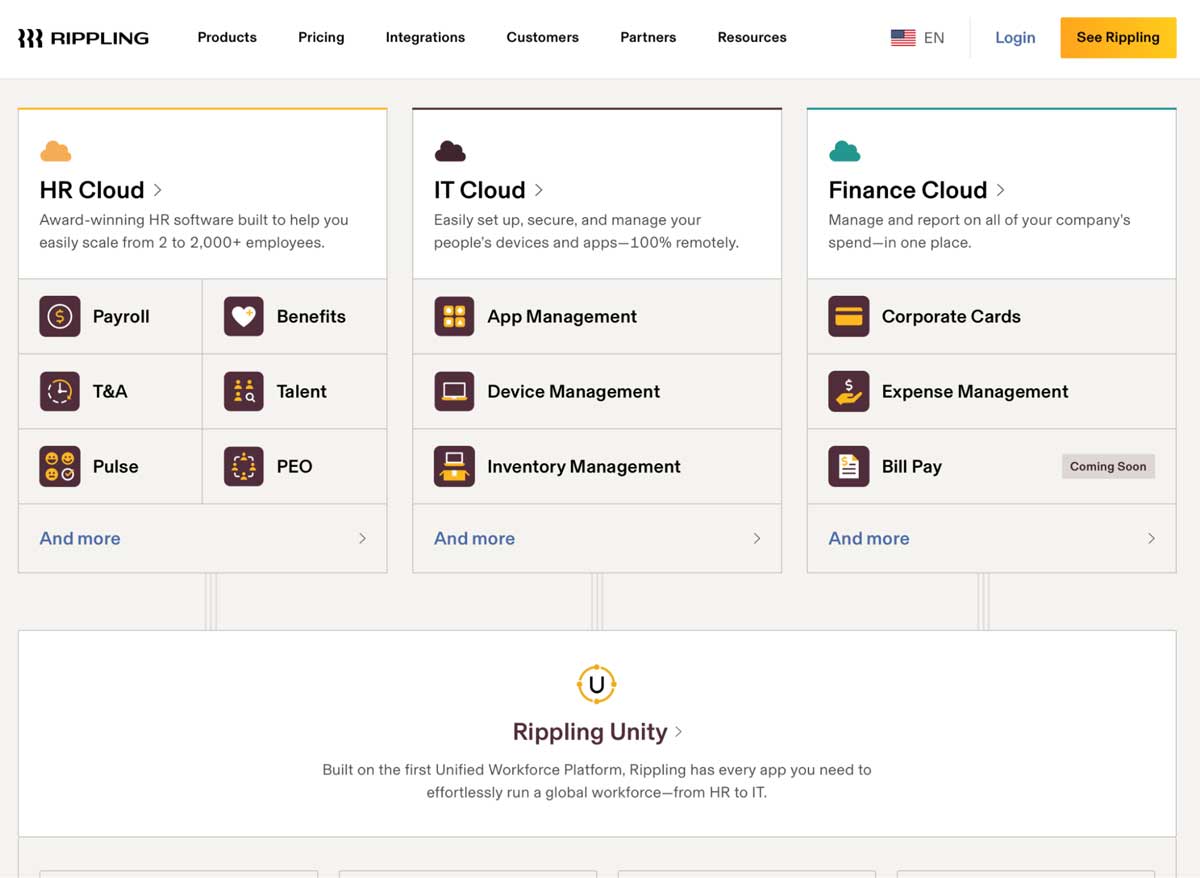 rippling main products screenshot