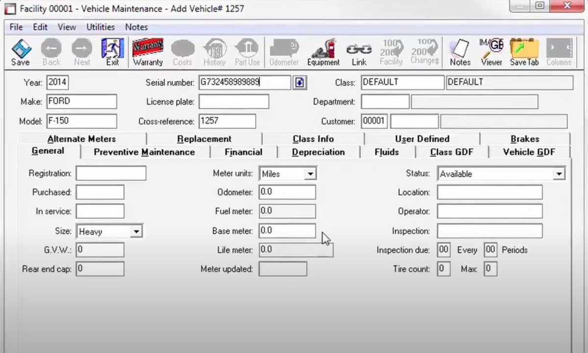entering vehicle details with rta screenshot