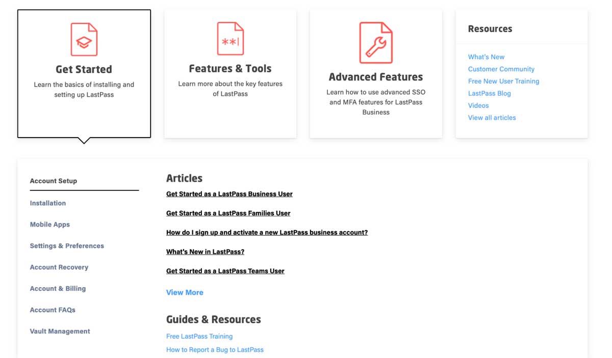 lastpass help center screenshot