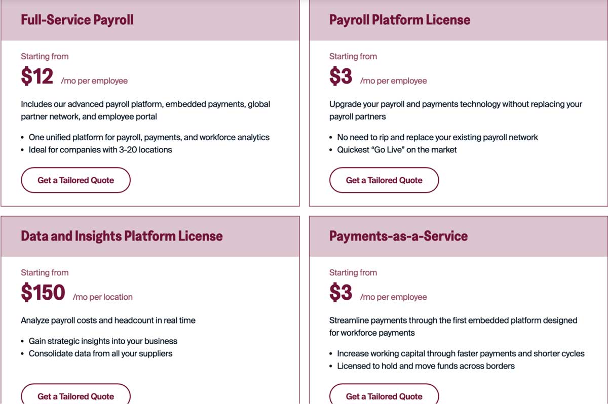 papaya global pricing page screenshot