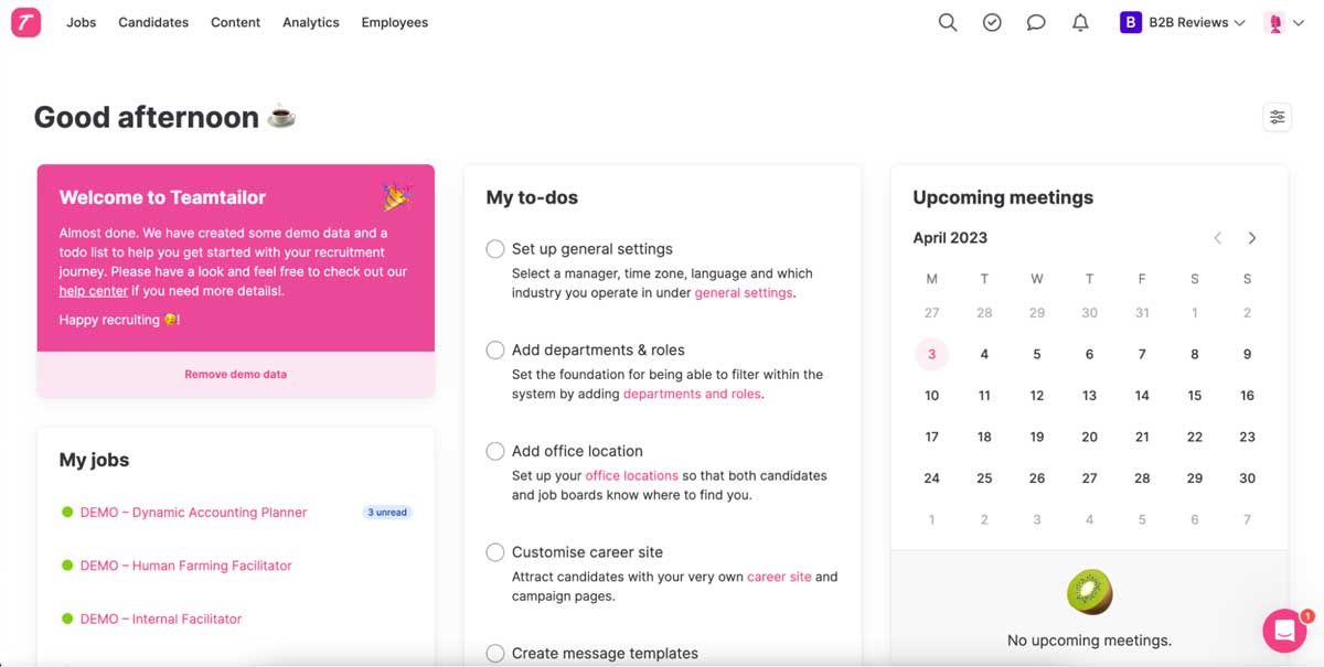 teamtailor dashboard screenshot