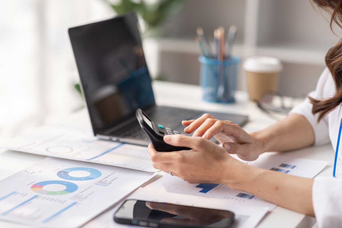 businesswoman on laptop computer in the office
