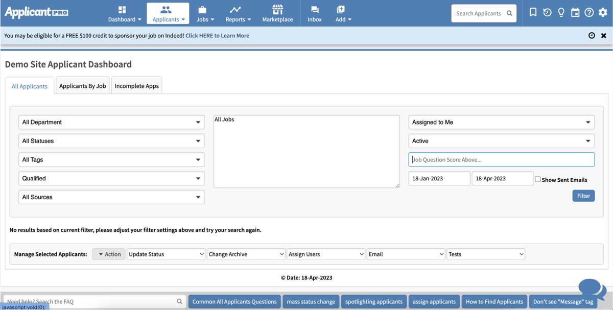 applicantpro applicant dashboard screenshot