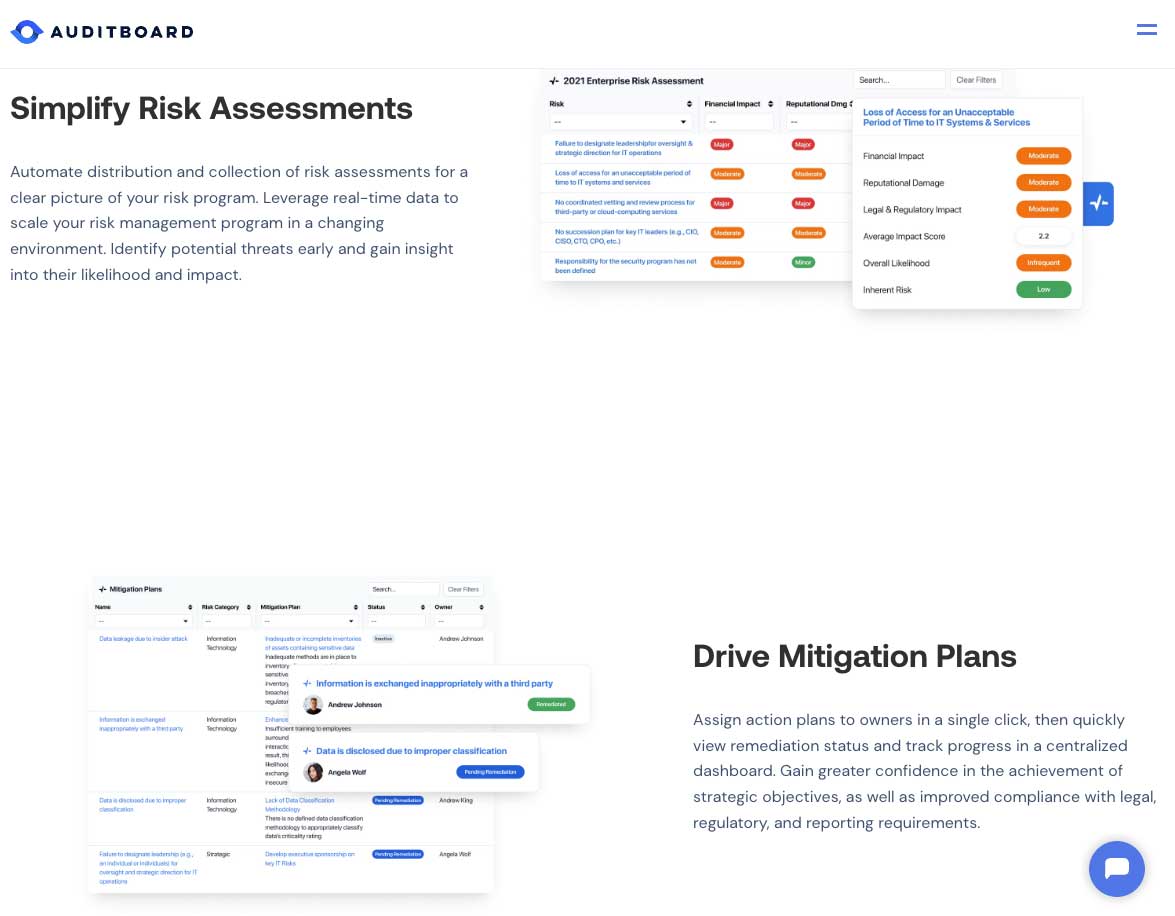 auditboard risk assessment screenshot
