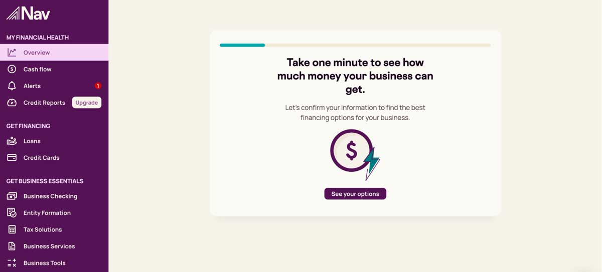 nav setting up company profile and dashboard screenshot