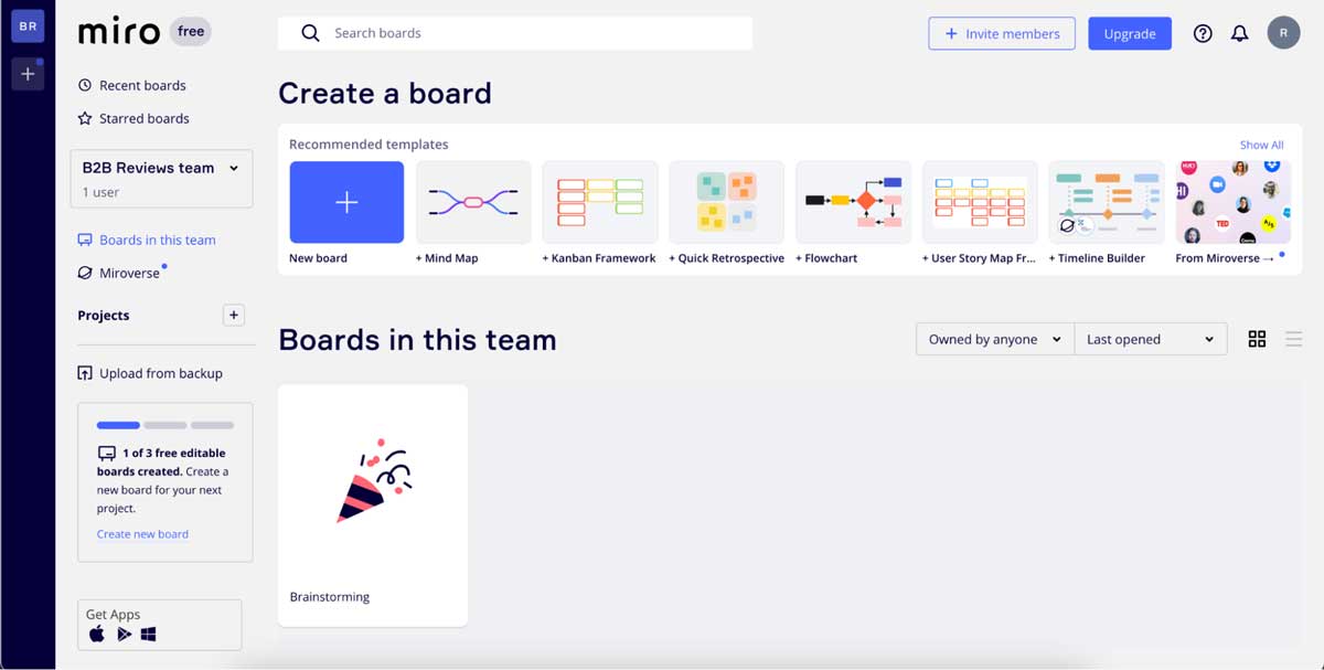 miro login dashboard screenshot