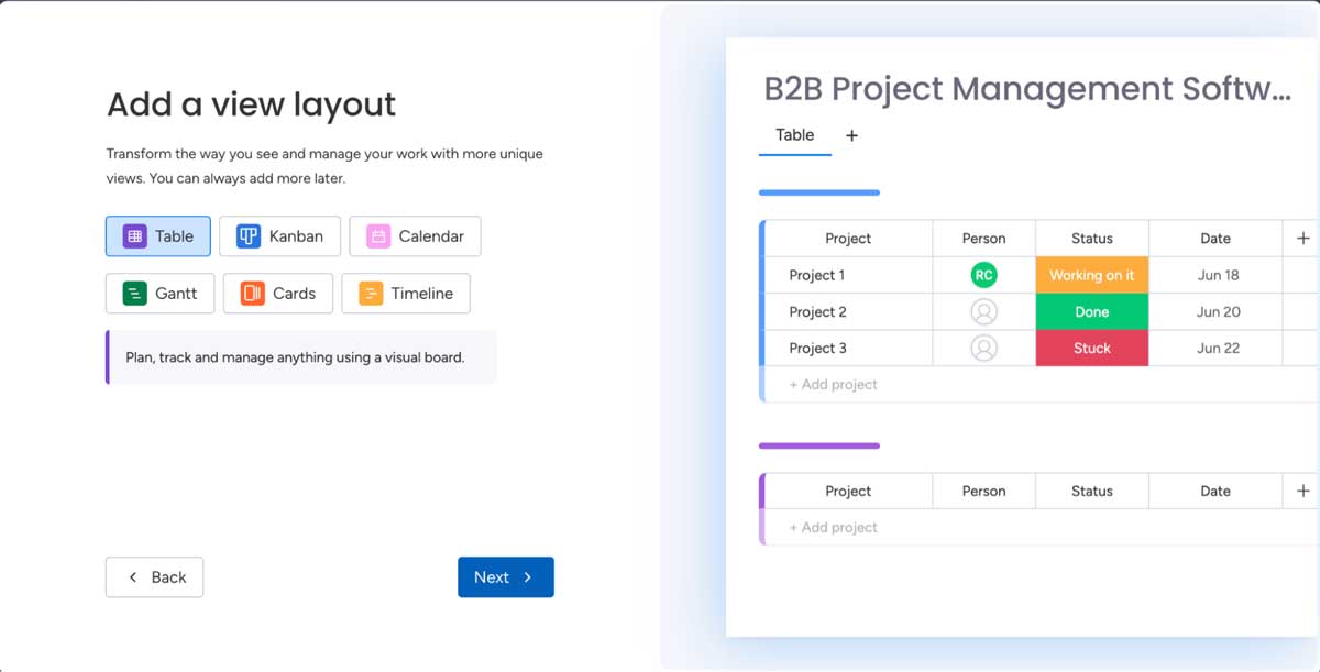 monday.com available views screenshot