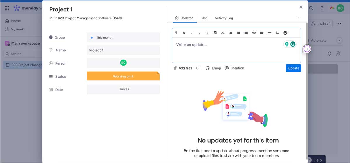 monday.com project board screenshot