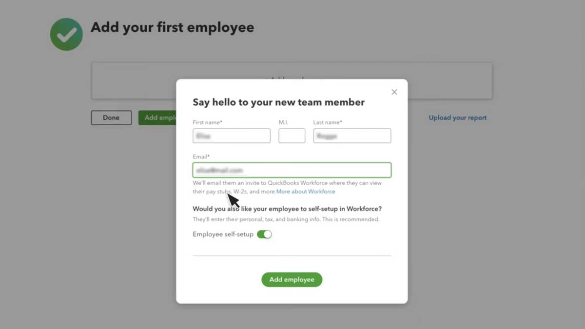 inviting employees to quickbooks workforce screenshot