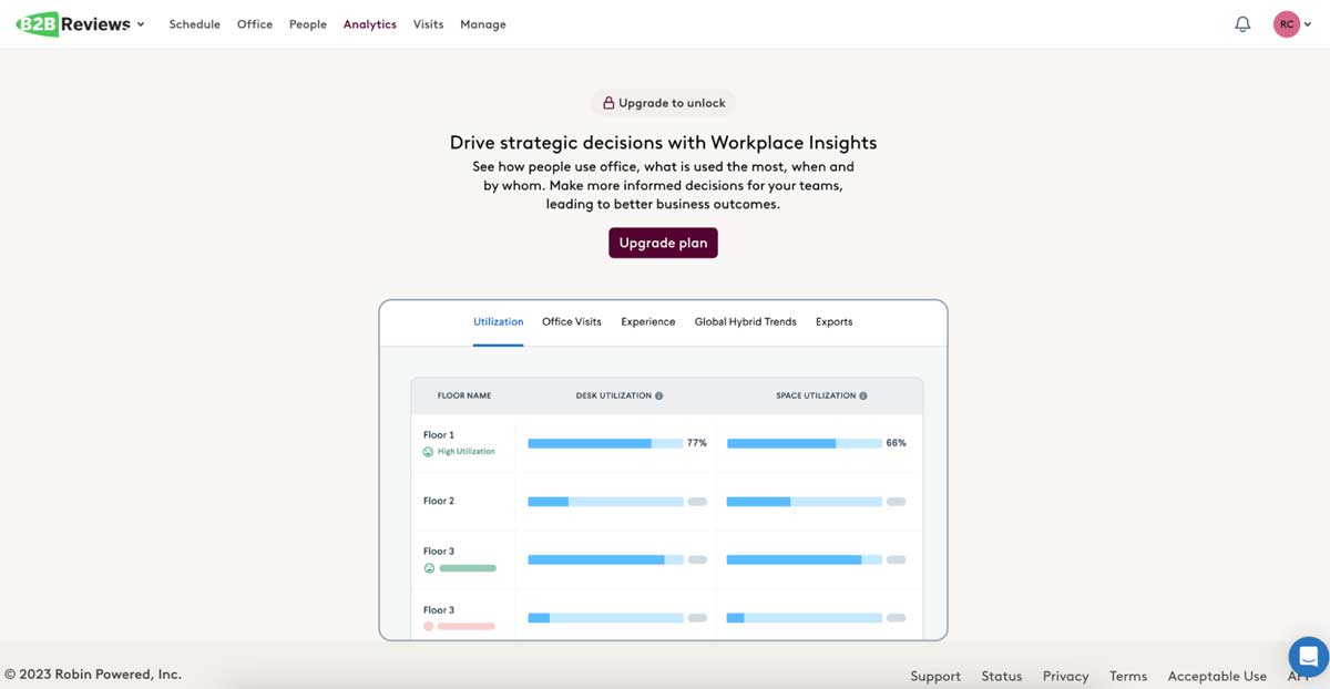 robin's upgrade plan window to unlock other features screenshot