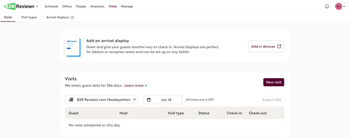 robin visitor management screenshot