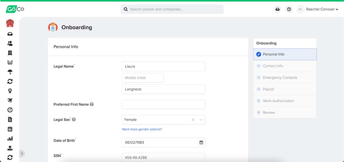 goco onboarding dashboard screenshot