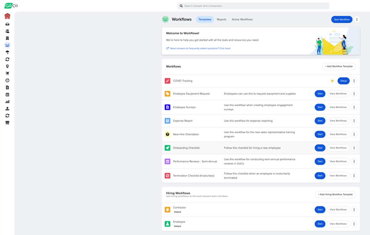 goco workflow management templates screenshot