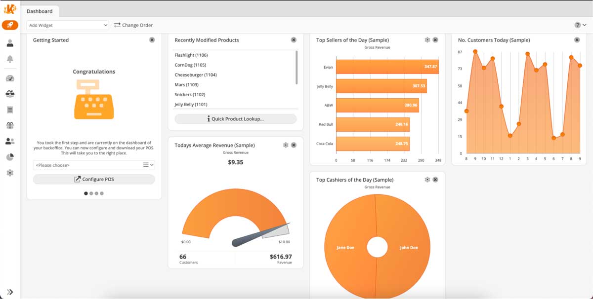 korona POS dashboard screenshot