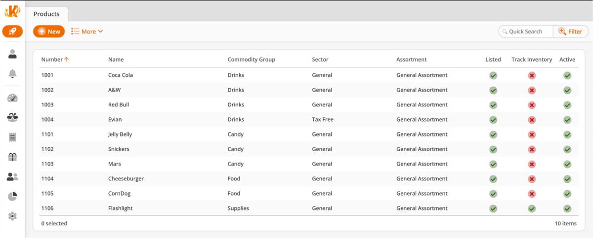 korona POS inventory dashboard screenshot