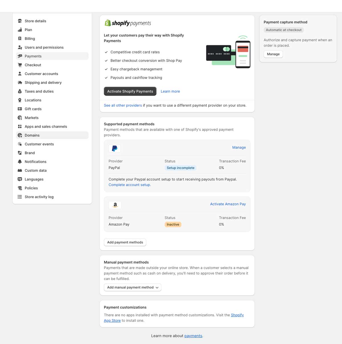 shopify accepted payments screenshot