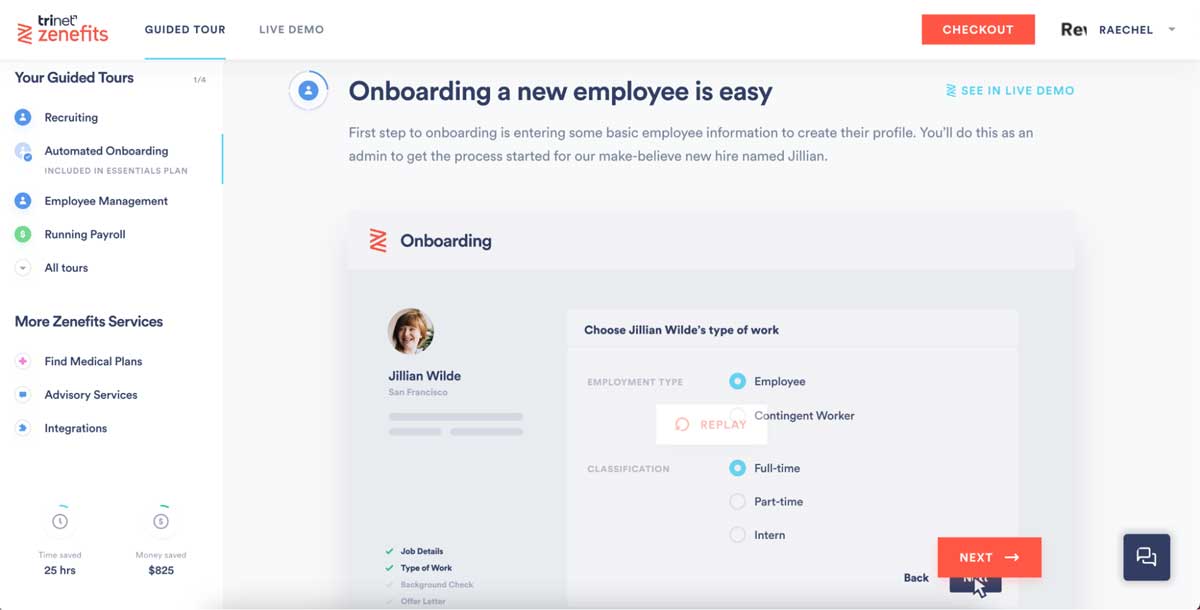 zenefits onboarding screenshot