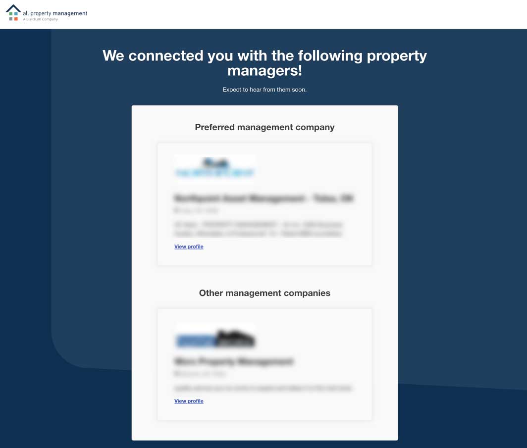 All Property Management property manager matching screenshot