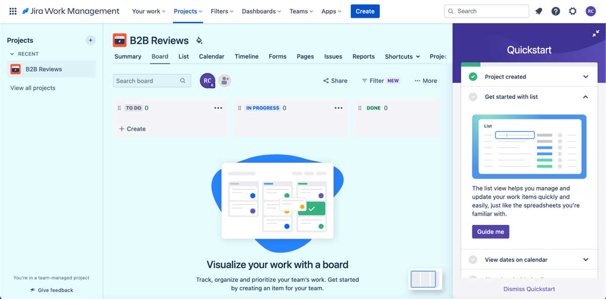 Jira project management dashboard screenshot