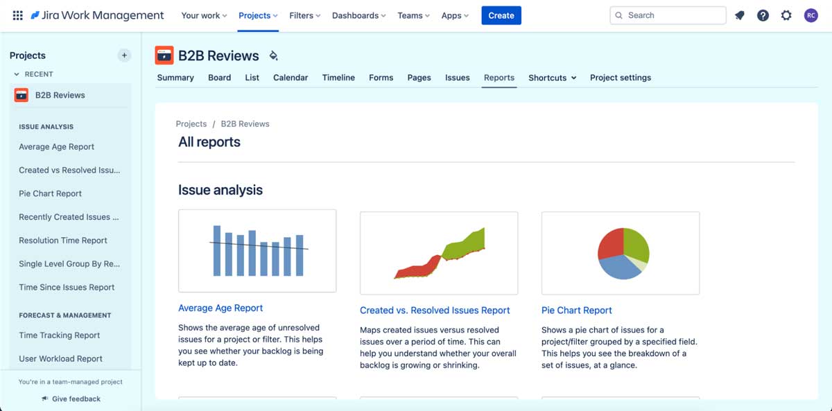  Jira reports screenshot