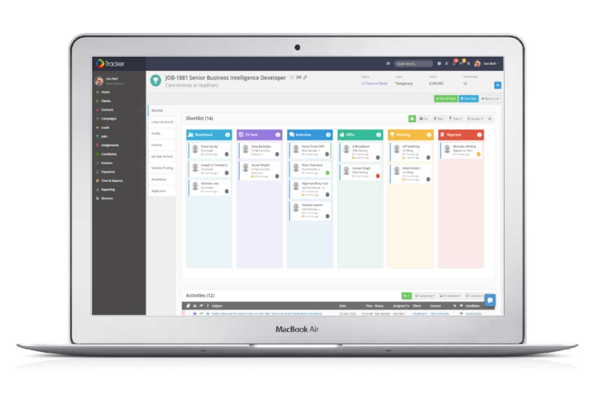 Tracker job posts tracking screenshot