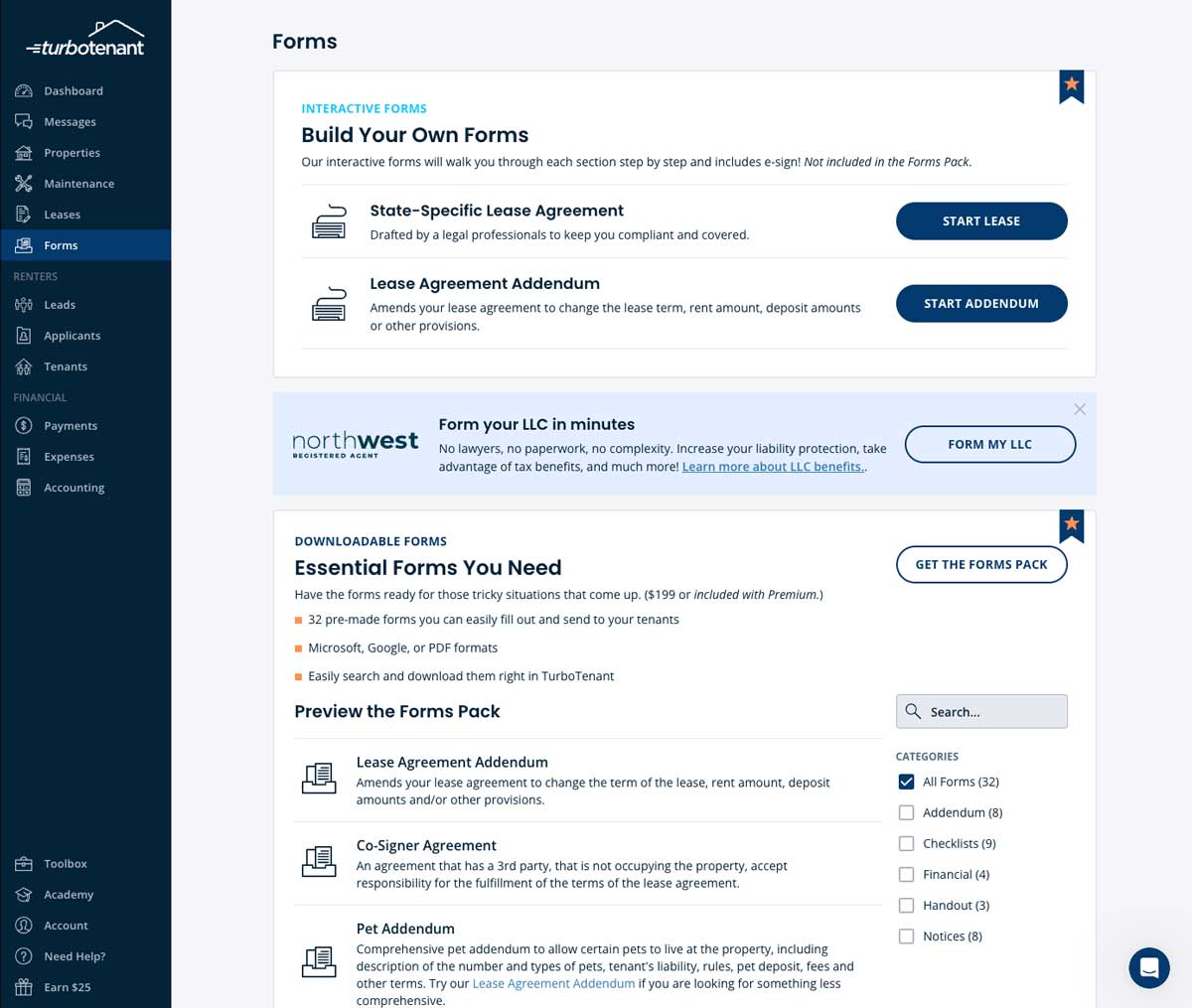 TurboTenant build form screenshot