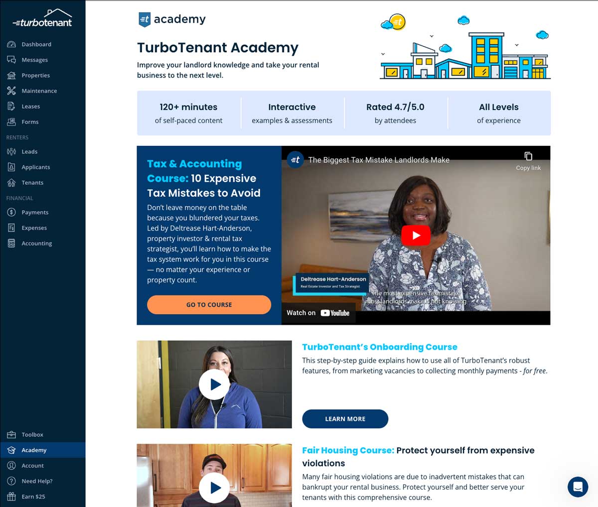 TurboTenant academy screenshot