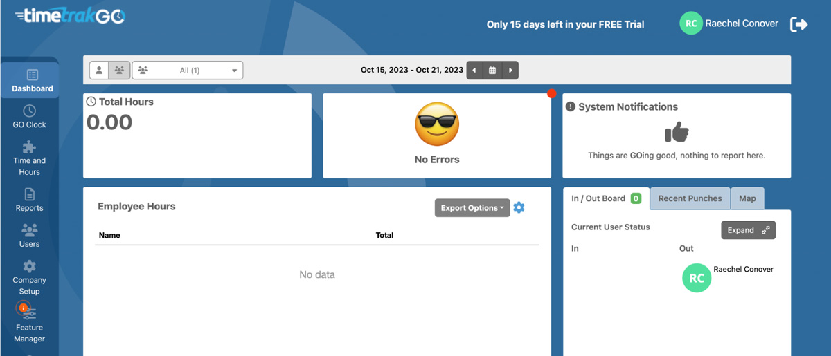 timetrakgo setup wizard screenshot