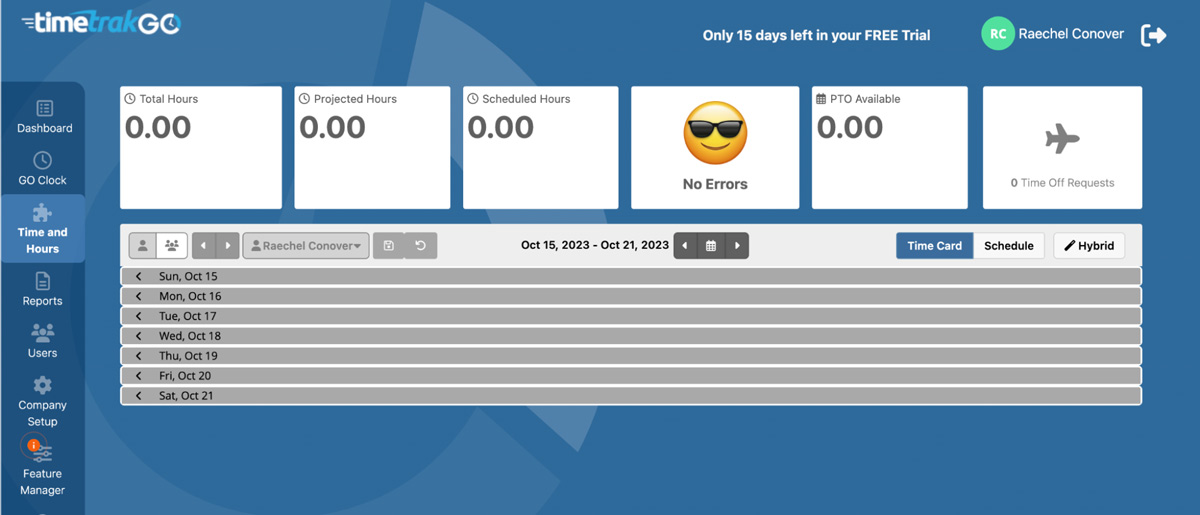 timetrakgo adding users screenshot